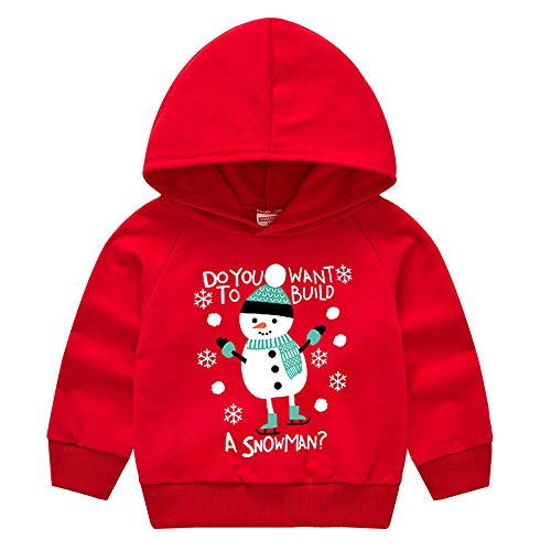 Product Cover Toddler Christmas Sweater Baby Girl Boy Cute Cotton Pullover Hoodie Sweatshirt Long Sleeve Shirt Jacket 12M-6Years (4T, Christmas Red)