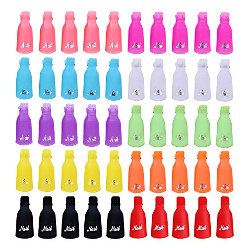 Product Cover Nail Polish Remover Clips, 100 Pcs Acrylic Nail Clips Caps for Remover Cleaner Clip Caps Tool IRCHLYN (10 Colors)