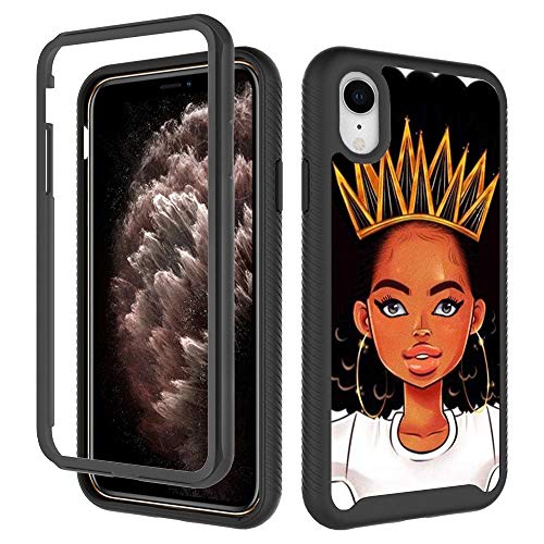 Product Cover GUGU6JI iPhone XR Case, African American Afro Girls Women Design Dual Layer Shockproof Rugged Black Cover Soft TPU + Hard PC Bumper Full-Body Protective Case for iPhone XR (6.1 inch) Queen Girls
