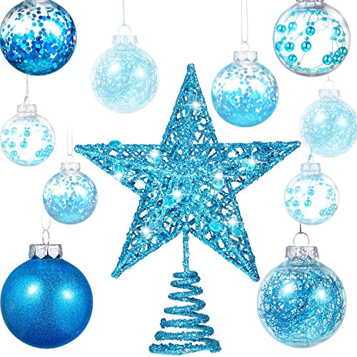 Product Cover Gejoy 24 Pieces 2.36 Inch Shatterproof Plastic Christmas Ball Ornaments Tree Balls with One Christmas Tree Star for Christmas New Years Present Wedding Home Holiday Party Decoration (Blue)