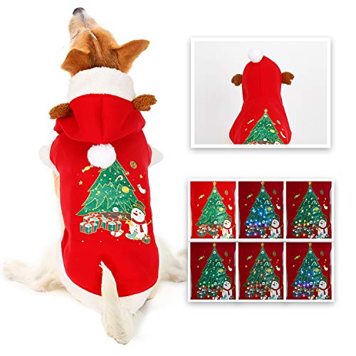 Product Cover oneisall Dog Sweaters for Christmas, LED Light Up Puppy Clothes Hoodie Costume Shirts Holiday Festival Party Outfit for Small Medium Large Dogs XL