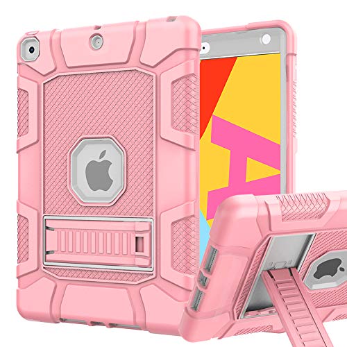 Product Cover iPad 7th Generation Case, iPad 10.2 2019 Case, Hybrid Shockproof Rugged Drop Protection Cover Built with Kickstand for iPad 10.2 inch 7th Generation A2197 / A2198 / A2200 2019 Release (Rose Gold)