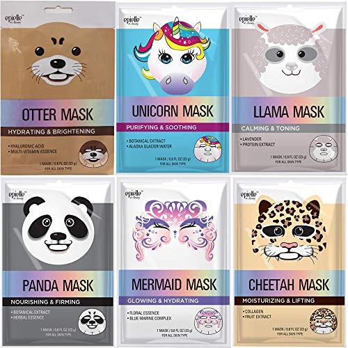 Product Cover Character Mask 6 PK Assorted(1-Unicorn,1-Otter,1-Panda,1-Llama,1-Cheetah,1-Mermaid)