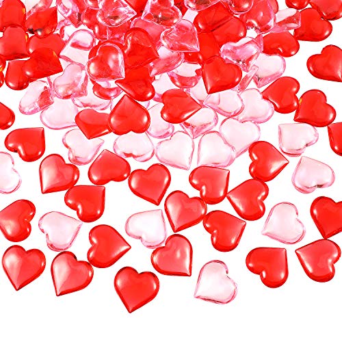 Product Cover Tatuo 160 Pieces Acrylic Heart Decoration Valentine's Day Heart Ornaments for Vase Fillers and Table Scatter, 0.9 Inch (Red and Pink)