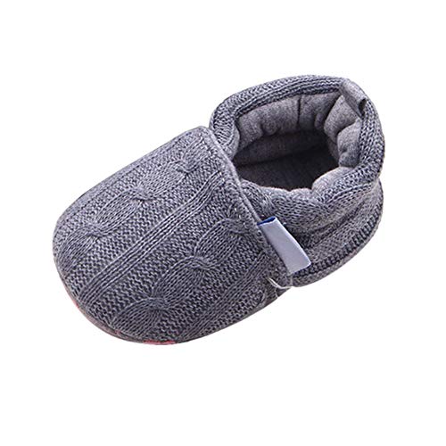 Product Cover LOMONER Toddler Kids Girls Boys Cute Cartoon Animal Soft Warm Plush Lining Non-Slip Slippers Winter House Shoes (6~12 Month, Gray)