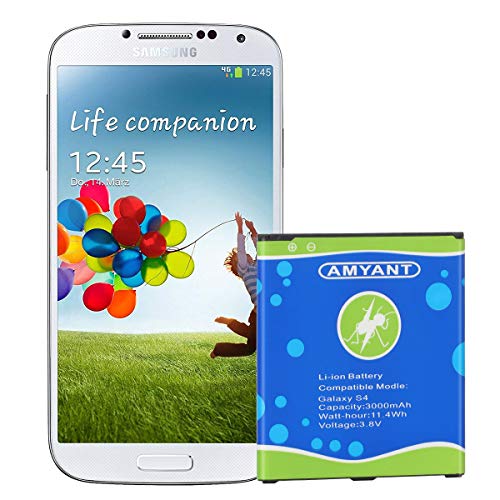 Product Cover Galaxy S4 Battery Amyant 3000mAh Li-ion Battery Replacement for Samsung Galaxy S4, AT&T I337, Verizon I545, Sprint L720, T- Mobile M919, R970, I9500, I9505, Galaxy S4 LTE (NOT for Galaxy S4 Active