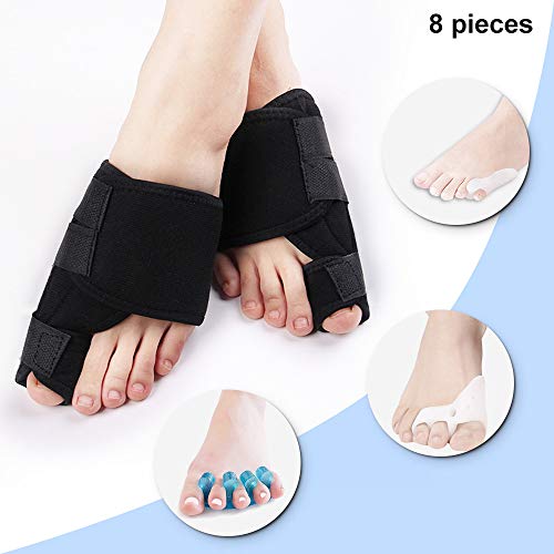 Product Cover 8 pcs Bunion Corrector, Professional Orthopedic Bunion Corrector for Hallux Valgus Correction Combination Bunion Splint, Big Toe Joint,Toe Separators Straighteners Spacers Package