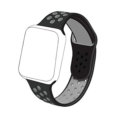 Product Cover WAFA Fitness Tracker Watch Band, Breathable Soft Silicone Replacement Wristband Women and Men, Sport Band Compatible with WAFA Fitness Tracker, Apple Watch Band 38mm 42mm 40mm 44mm (Gray/Black)
