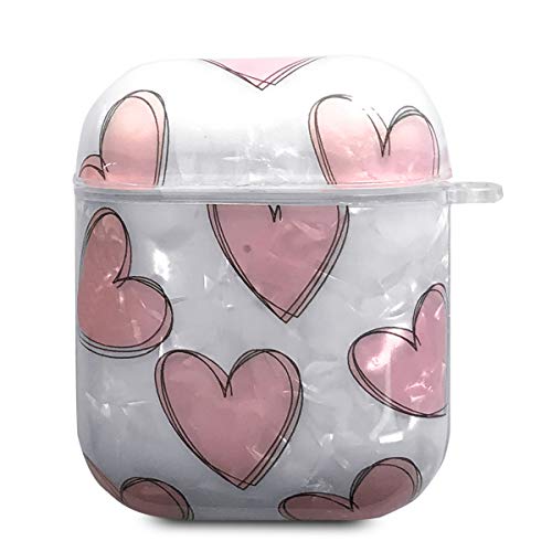 Product Cover J.west 2019 Newest AirPods Case, Macaron Color Cute Sparkle Glitter Pretty Design Bling AirPods Soft TPU Protective Case Accessories Kit Compatiable with Apple AirPods 1st/2nd Charging Case (Love)