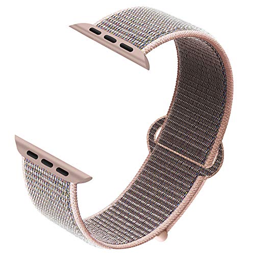 Product Cover NUKELOLO Compatible for Apple Watch Band 44mm, Sport Nylon Loop for iWatch Sport Series 5/4/3/2/1 [Pink Sand Band 44MM]