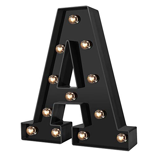 Product Cover YOUZONE Led Marquee Letter Lights Newly Design Light up Letters for Events Wedding Party Birthday Home Bar DIY Decoration (Cool Black A)