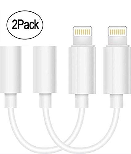 Product Cover iPhone Headphone Adapter (2 Pack), Compatible with iPhone 7/7Plus /8/8Plus/X/XS/Max/XR Adapter Headphone Jack, to 3.5 mm Headphone Adapter Aux Jack Compatible with iOS 10/11/12 Plug and Play-White