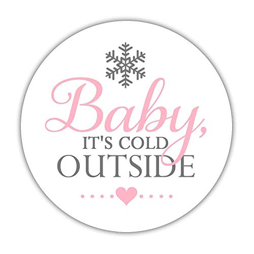 Product Cover 40 Baby its Cold Outside Stickers Pink - Baby Shower Labels - Winter Party Favors (Pink)
