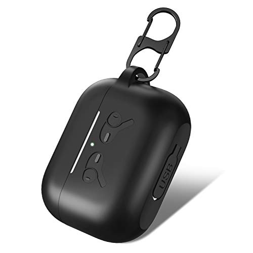 Product Cover Protective Silicone Cover Premium Thickness for AirPods Pro Charging Case with S-Biner Dual Carabiner Keychain, Apple AirPods Pro Accessory, Black & Logo (Multiple Color Options)