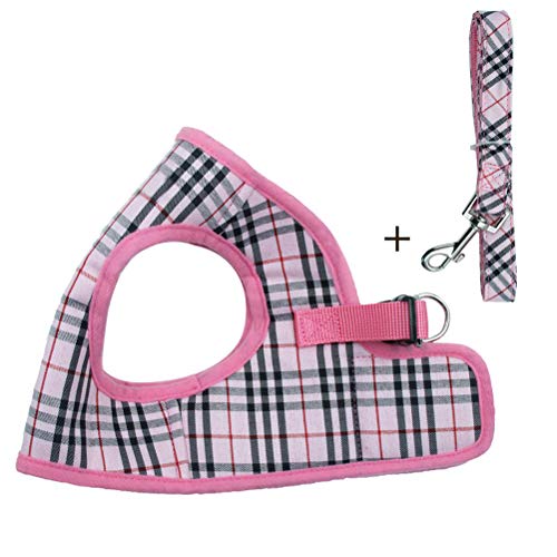 Product Cover Soft Mesh Small Dog Harness with Leash - Basic Plaid Padded Chest Vest for Kitties,Puppy,Small Pets