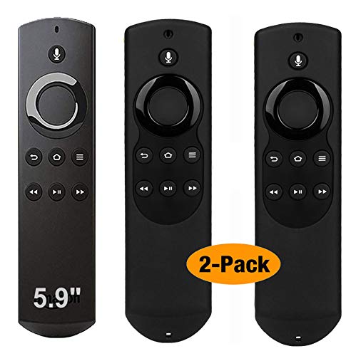 Product Cover 2Pack Remote Case Cover for Fir TV and Fir TV Stick (1st Gen), Auswaur Silicone Remote Protective Case for 5.9 inch Fir TV and Fir TV Stick with Alexa Voice Remote Control - Black