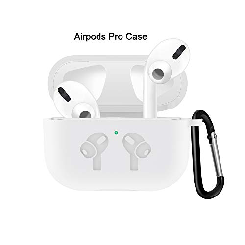 Product Cover AirPods Pro Case,Rcligent AirPods Case Protective Shockproof Cover (Front LED Visible) Silicone Cover Keychain for AirPods Pro Charging Case (White)