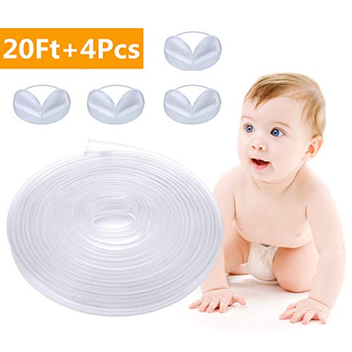 Product Cover Corner Protector Guard Edge Safety Bumpers Strip for Baby, Godmorn Silicone Furniture Transparent Clear Child Baby Proofing Table Safe Edge Corner Cushion 20ft(6m) with 47ft(14.5M) Double-Sided Tape