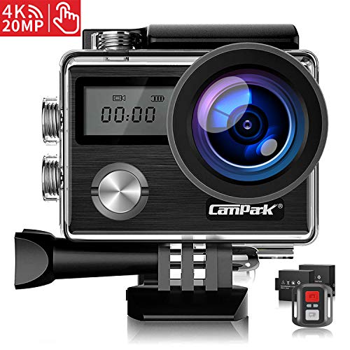 Product Cover 【Upgrade】 Campark X20 Action Camera Native 4K Ultra HD 20MP with EIS Stablization Touch Screen Remote Control Waterproof Camera 40M 2 Batteries and Professional Accessories Compatible with gopro