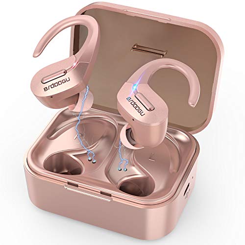Product Cover BRDOOGU Bluetooth 5.0 Wireless Earbuds,Truly Wireless Sport Headphones IPX5 Waterproof Wireless Earphones 50H Cycle Play Time,with Charging Case 1000mAh Built-in Microphone-Rose Gold