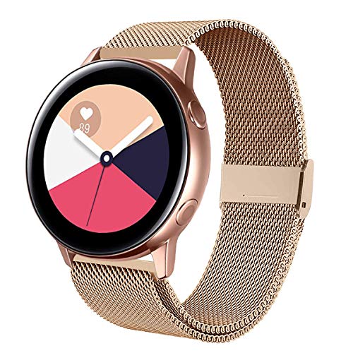 Product Cover Kartice Compatible with Samsung Galaxy Watch Active (40mm) Bands Active 2 (44mm) Band 20mm Stainless Steel Strap for Galaxy Watch Active 2 (Rose Gold)