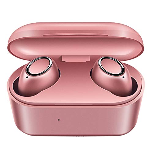 Product Cover MIMEI Bluetooth 5.0 Wireless Earbuds, Anti-Sweat Earplugs Gym Running TWS Stereo Headphones in-Ear Noise Cancelling Headset Premium Sound with Mic Deep Bass for Sport Earphones Android (D015, RoseG)