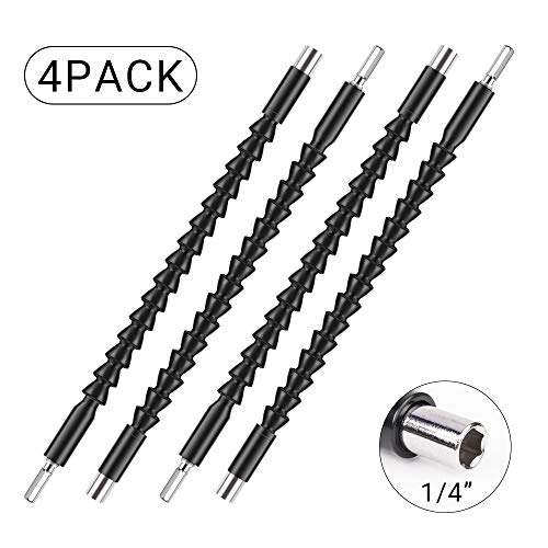 Product Cover Flexible Drill Bit Extension (11.6''), Flexible Drill Adapter Screwdriver Bit Holder for Power Drill with Magnetic 1/4'' Hex Shank, Gift for Men and DIYer (4PCS)
