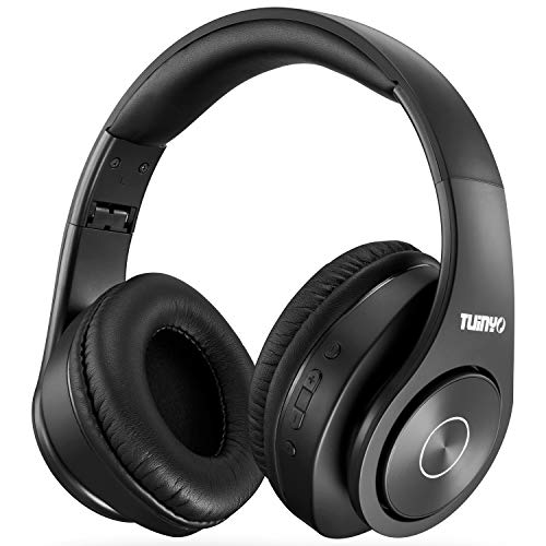 Product Cover Bluetooth Headphones,Tuinyo Over Ear Stereo Wireless Headset 35H Playtime with Deep Bass,Soft Memory-Protein Earmuffs,Built-in Mic Wired Mode PC/Cell Phones/TV-Black