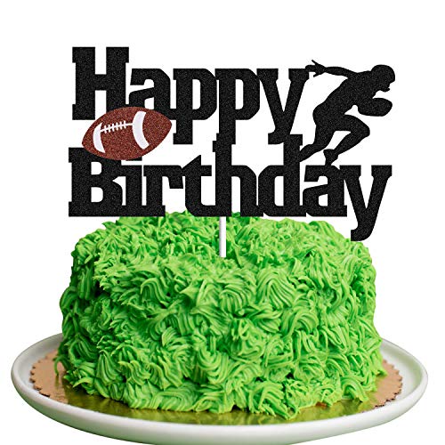 Product Cover Football Cake Topper Rugby Ball Happy Birthday Sign Cake Fruit Muffin Picks for Super Bowl Party Decor Touchdown Sport Themed Game Day Party Supplies Decorations ball Cake Toper)