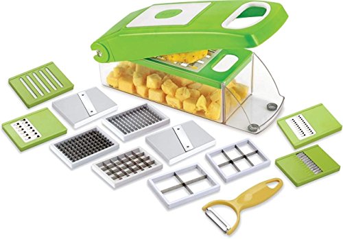 Product Cover Unity BrandTM Multi-Purpose Plastic Vegetable and Fruits Grater, Chipser Chopper, Slicer, Cutter and Dicer with 11 Stainless Steel Blades and 1 Pillar
