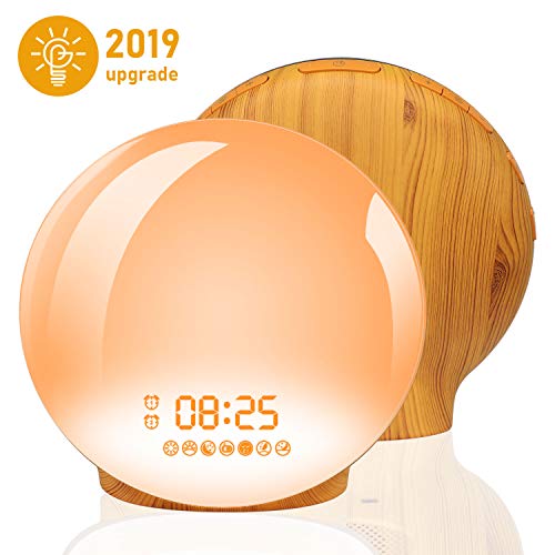 Product Cover Wake Up Light Alarm Clock, Homagical Sunrise Alarm Clock with Sunset Simulation, LED Clock with Dual Alarms Soonze Function, 7 Colors 7 Natural Sounds and FM Radio, Dimmable Bedside Lamp for Bedrooms