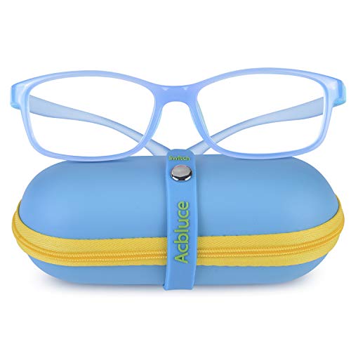 Product Cover Blue Light Blocking Glasses for Kids,Non-Slip Design for Boys & Girls, Anti Glare Reading/Gaming Glasses with a Replaceable Sports Rope,UV400 Protection(Blue)