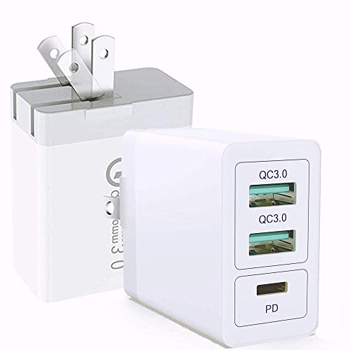 Product Cover PD USB Wall Charger 30W Power Adapter Quick Charging Block Cube Compatible with iPhone Xs Max/XR iPad Pro Air/Mini, Samsung Galaxy S10/S9 and More(White)