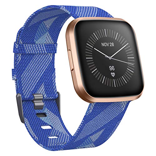 Product Cover CAVN Woven Bands Compatible with Fitbit Versa 2 / Versa/Versa Lite, Fabric Bands for Women Men Breathable Replacement Strap Bracelet Wristband Band for Versa 2 / Versa/Versa Lite Smartwatch