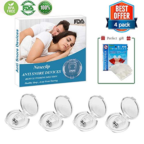 Product Cover Clipple Silicone Magnetic Anti Snore Transparent Silicone Stop Snoring Device Silicone Nose Clip Tools Professional Relieve Snore Mini Comfortable Sleep Sleeping Aid for Men Women (4 pcs)