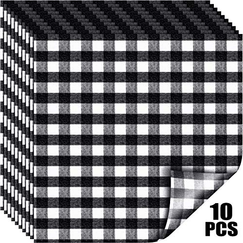 Product Cover Buffalo Plaid Vinyl Fabric Check Vinyl Sheets Adhesive Heat Transfer Sheets Iron on Vinyl Clothes Patches for Lumberjack Party 2020 New Year Valentine's Day(Black and White Plaid)