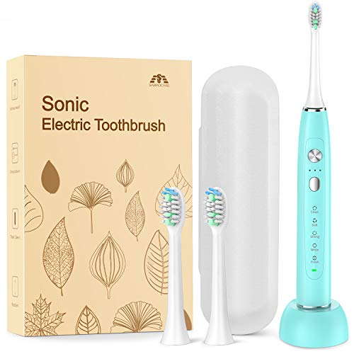 Product Cover Sonic Electric Toothbrush,Travel Rechargeable Toothbrush for Adults Kids with 5 Modes and 3 Intensity Levels,Waterproof,USB Fast Charging,Smart Timer & Travel Case Included-Blue