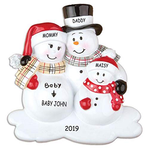 Product Cover DIBSIES Personalized We're Expecting Snowman Family Christmas Ornament (Family of 4)