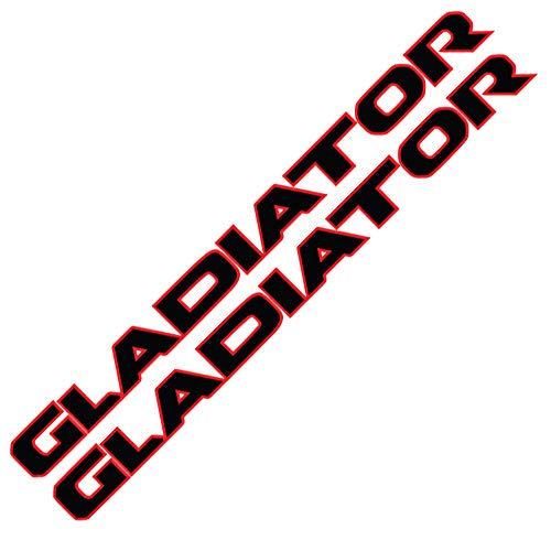 Product Cover AlphaVinyl Hood Gladiator Decal Pair (2) Black with a Red Outline Perfect for Jeep Gladiator Owners JT