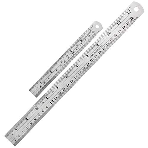 Product Cover Mr. Pen- Rulers, Metal Ruler, Pack of 2, Ruler 12 inch, 6 inch Ruler, Steel Rulers, Stainless Steel Ruler, School Ruler, Ruler with Centimeters and inch, Drawing Ruler, Measuring Ruler, 12 inch Ruler
