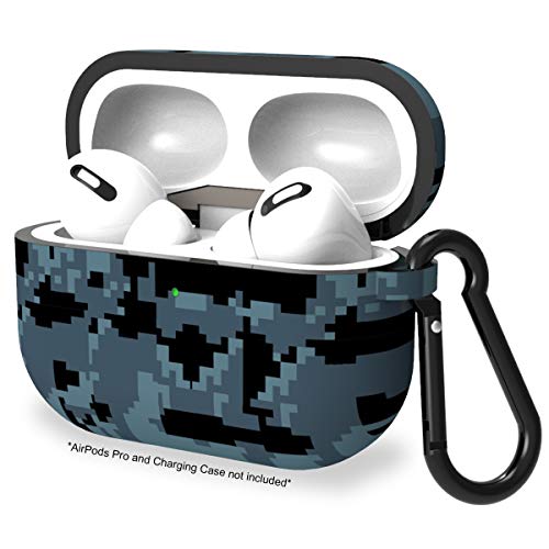 Product Cover JOSMax Soft Slim Silicone Case Cover for AirPods Pro [Front LED Visible] Anti-Lost & Shockproof Easy Carrying Skin Protective Case with Carabiner for AirPods Pro [2019 Release] - Digital Camouflage