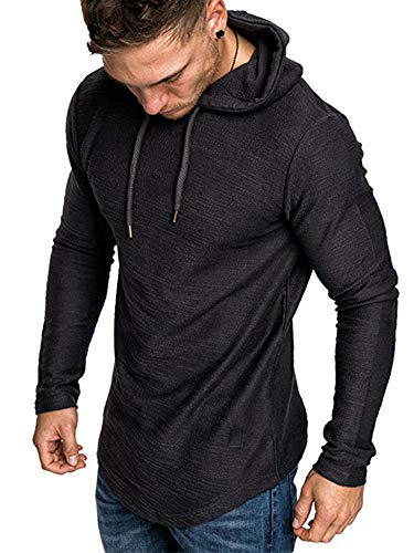 Product Cover Uni Clau Mens Casual Fashion Athletic Hoodies Sport Sweatshirt Workout Fleece Pullover Black