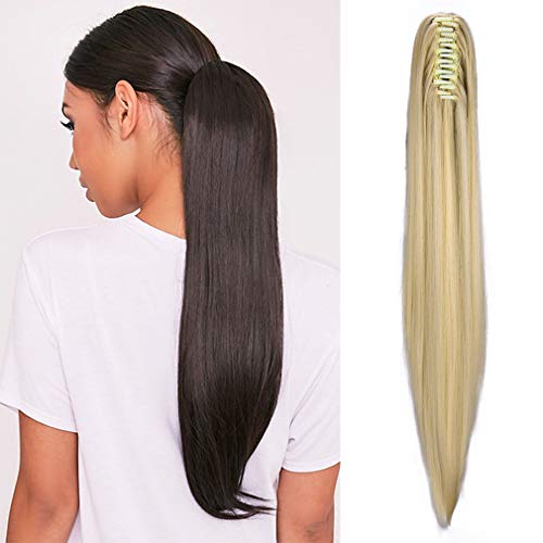 Product Cover SEIKEA Claw Clip in Ponytail Extension Women Girl Straight Hair Pont Tail Jaw on 22 Inch - Creamy Blonde