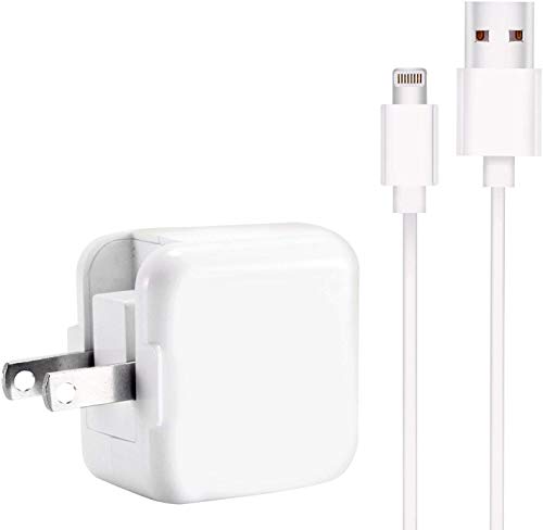 Product Cover iPad Charger 2.4A 12W USB Wall Charger Foldable Portable Travel Plug + 6FT Charging Cable, Compatible with iPhone X/8/8Plus/7/7Plus/6s/6sPlus/6/6Plus/SE/5s/5, Pad 4/Mini/Air/Pro,iPod