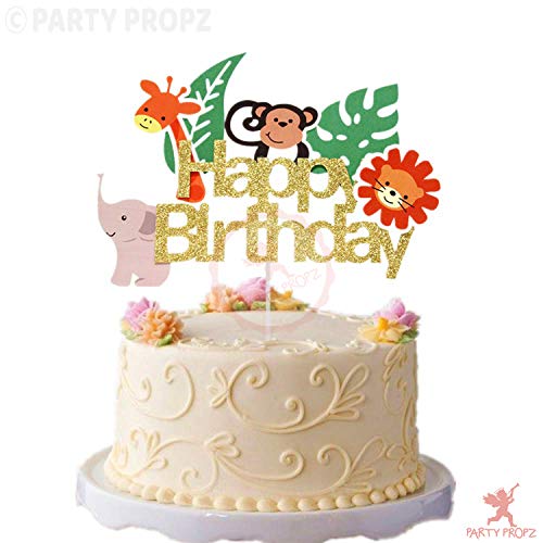 Product Cover Party Propz Glitter Jungle Cake Topper/Animal Cake Topper for Jungle Birthday Decoration Items