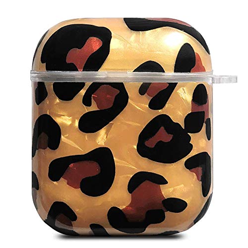 Product Cover J.west 2019 Newest AirPods Case, Classic Sparkle Glitter Leopard Print Pretty Design Bling AirPods Soft TPU Protective Case Accessories Kit Compatiable with Apple AirPods 1st/2nd Charging Case
