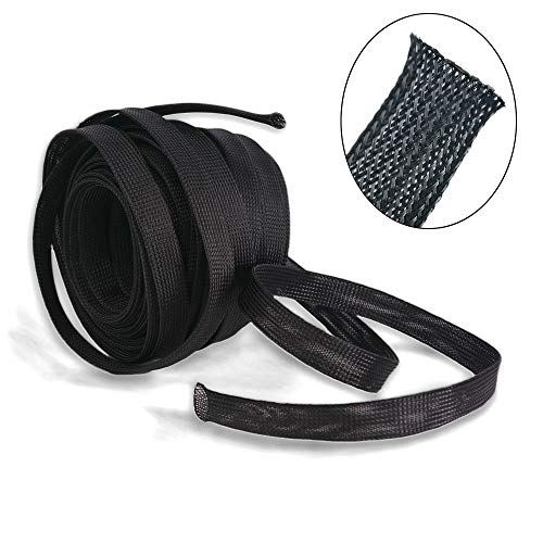 Product Cover Wang-Data Black-Cable-Sleeve PET Expandable Braid Sleeving, 100ft x 1/2