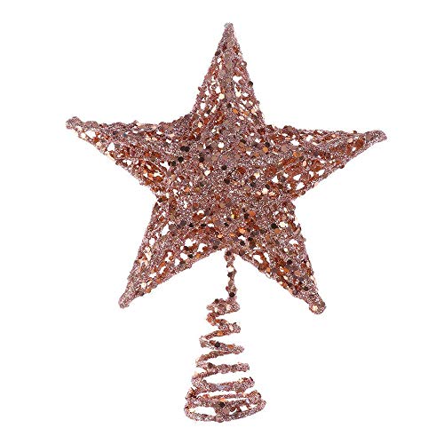 Product Cover BinaryABC Christmas Tree Topper Star,Glittering Christmas Tree Decoration Ornaments,20cm (Rose Gold)