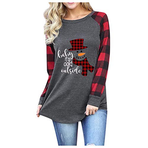 Product Cover Women Valentines Day Christmas Tree Car Plaid Blouse Tee Raglan Top Long Sleeve T-Shirt