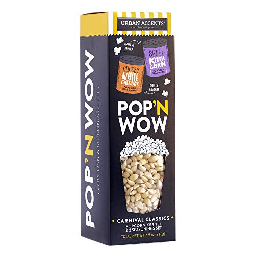 Product Cover Urban Accents Pop 'n 'Wow­ - Carnival Classics Popcorn Kernels and Popcorn Seasoning Variety Pack - Non-GMO Kernel Popcorn, Kettle Corn Seasoning and White Cheddar Popcorn Toppings